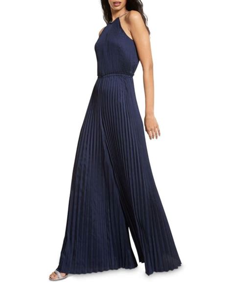 blue michael kors jumpsuit|michael kors pleated jumpsuit.